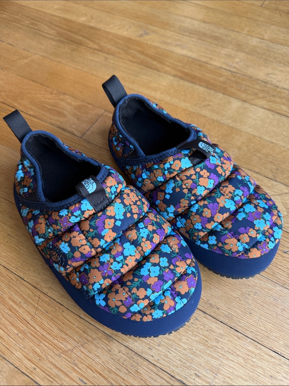 The North Face Kids Thermoball Navy Floral Quilted Slip-On Slippers